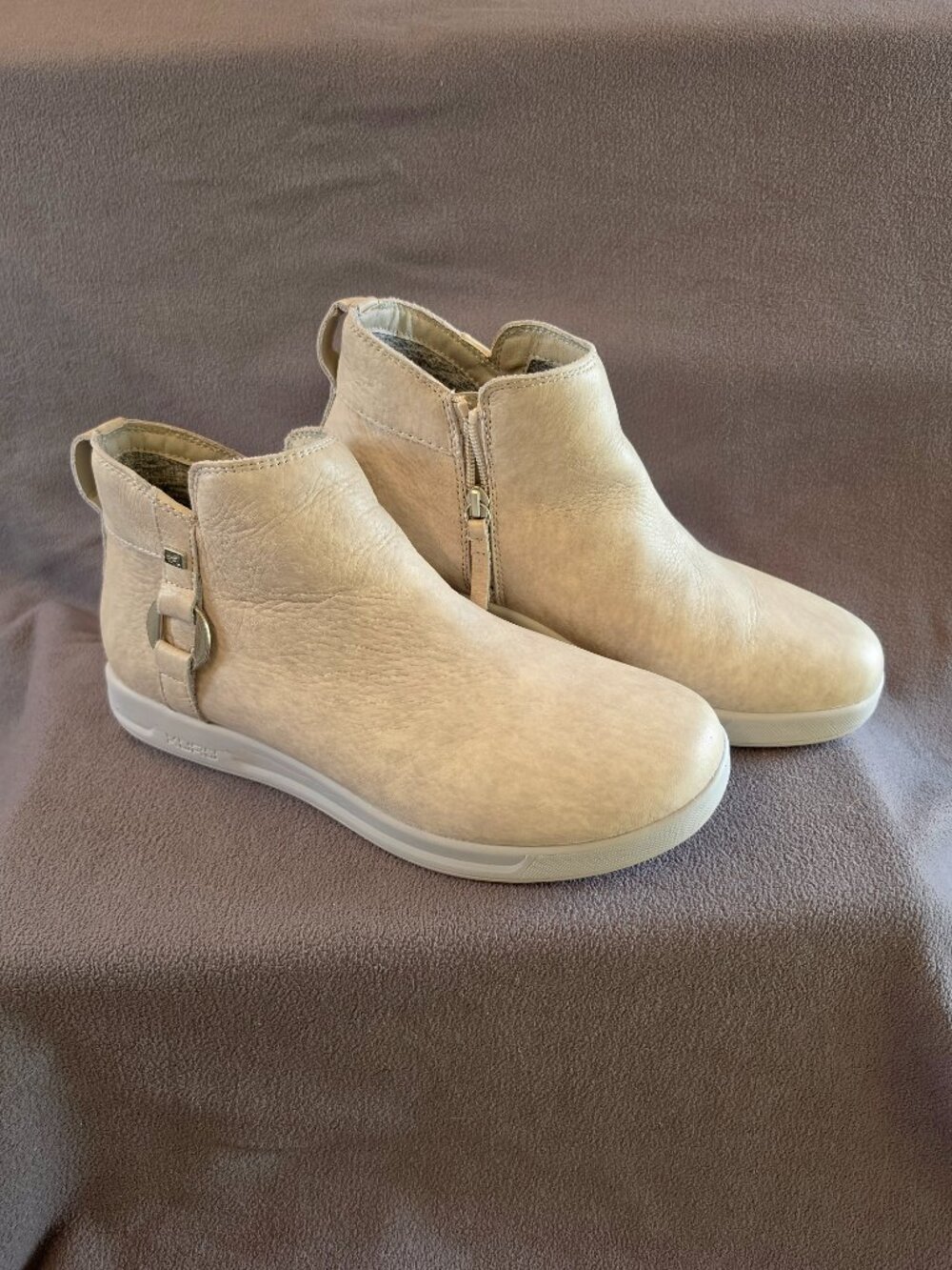 KURU Tempo Womens 11 Ankle Boots Leather Side Zip KURUCLOUD Comfort Beige
